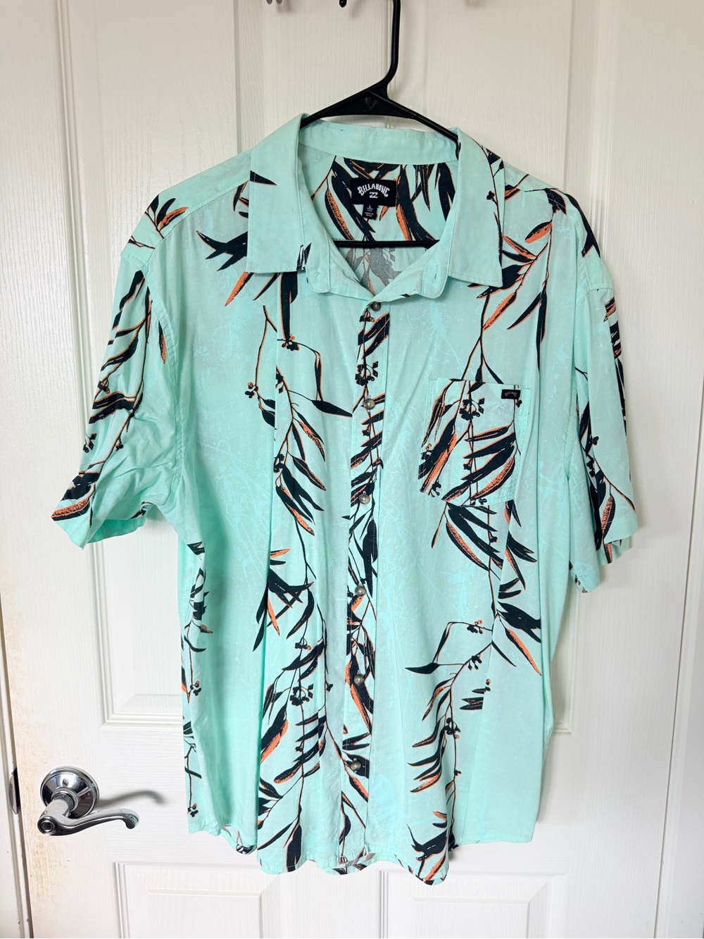 Billabong Mint Green Tropical Print Short Sleeve Shirt